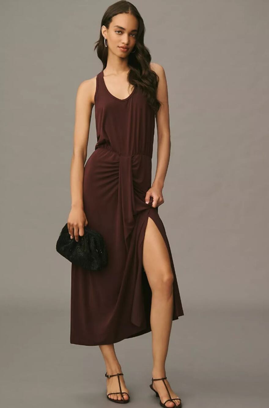 Dolan Left Coast Collection NWT XL Wine Draped Front Racerback Maxi Dress